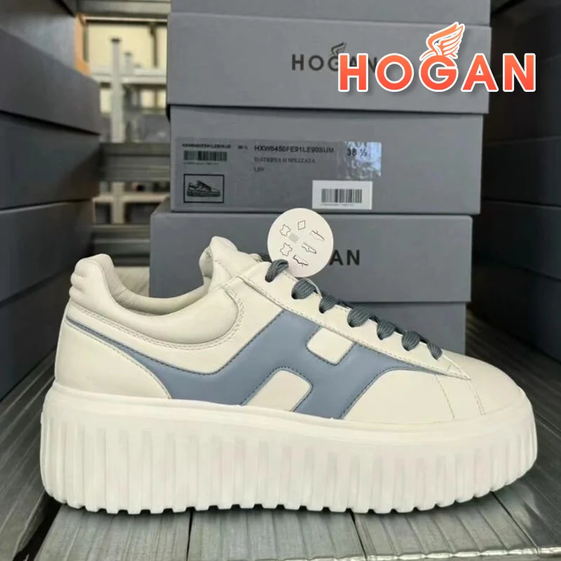 Hogan Blue H-STRIPES 스니커즈, 통기성 스니커즈, 트렌디한 여성 신발, 트렌디한 디자인 감각