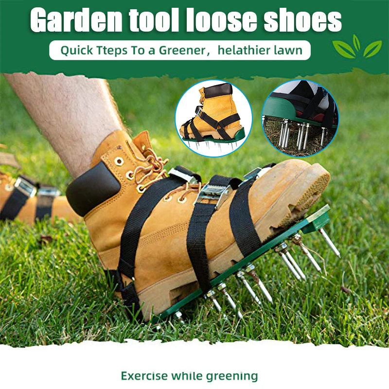 Lawn Gardening Ventilation Nail Shoes, Adjustable Drilling Work Boots, Anti Slip Sole Suitable for Lawn Mowing Work Nail Shoes