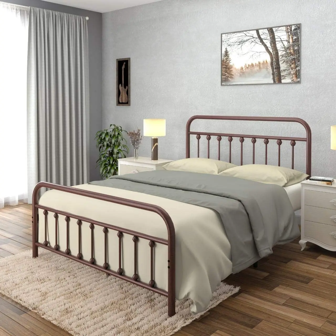 

Golden Gate Beds Vintage Wrought Iron Bed Frame With Classic Metal Platform Base, Headboard And Footboard, No Box Spring