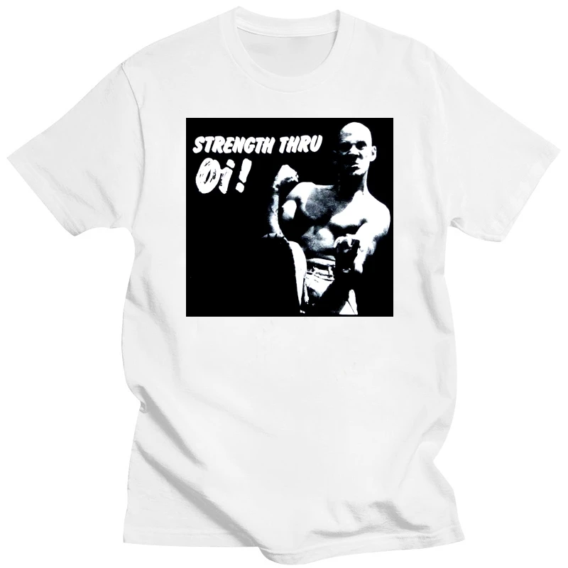 Cotton Tee Shirts Short Sleeve Tops Strength Thru Oi Black T-Shirt Skinhead Punk Mod S-3Xxl Hand Printed Hemd Funny T Shirt