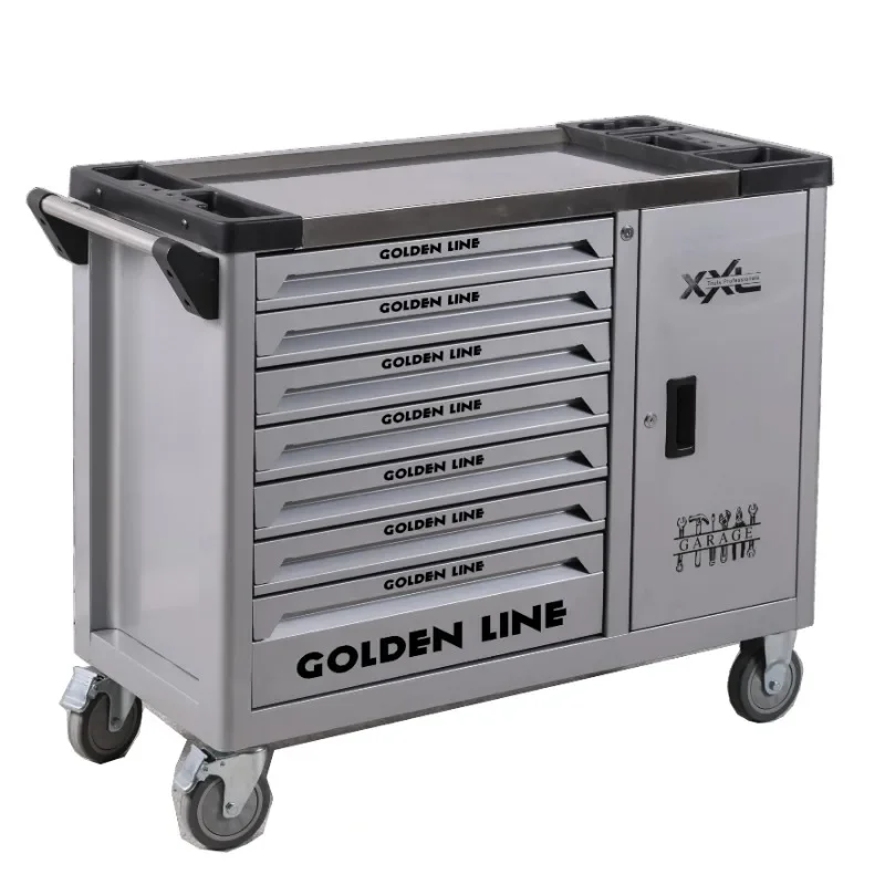 

2024 Auto Repair Garage Roller Cabinet 7-drawer Tool Cabinet Workshop Tool Storage Silver Tool Trolley