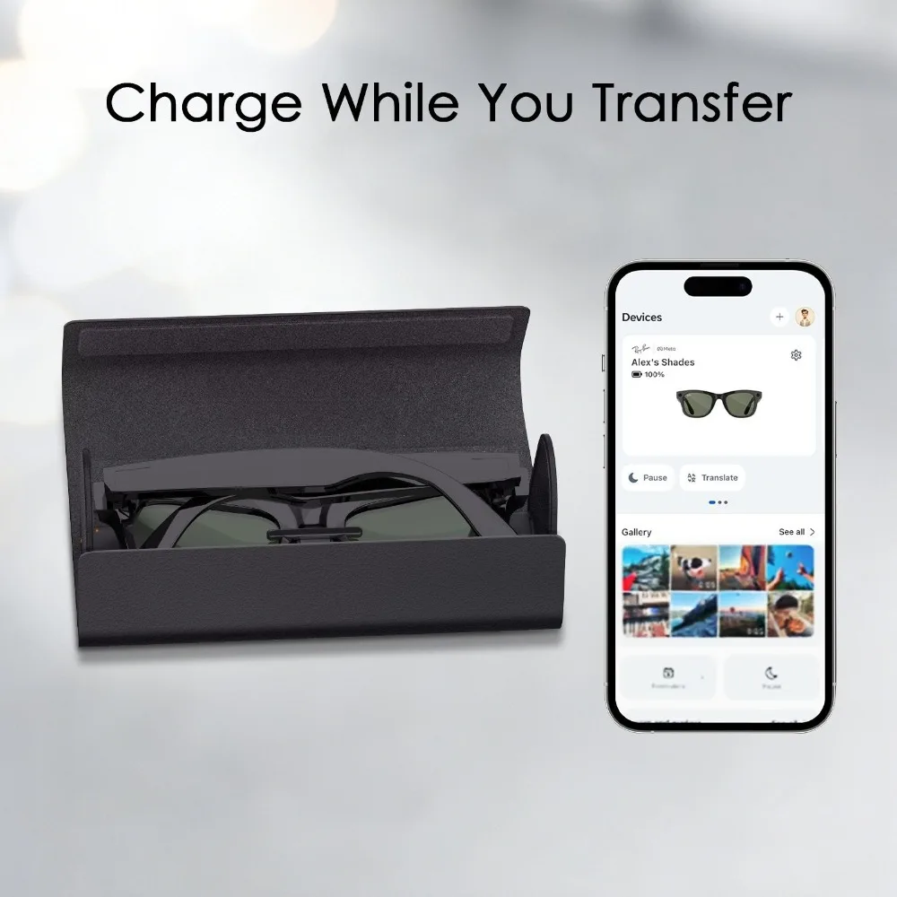 Foldable Portable Charging Storage Bag for Meta Ray‑Ban Smart Glasses, Digital Protective Carrying Case Accessory view 3