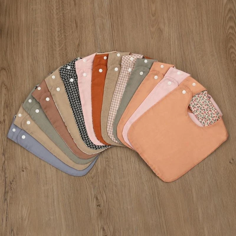 J15U الأزهار المرايل خمر الوليد مزدوجة الجانب المرايل مقاوم للماء الكتان القطن منشفة لعاب استحمام الطفل الهدايا عشاء تغذية