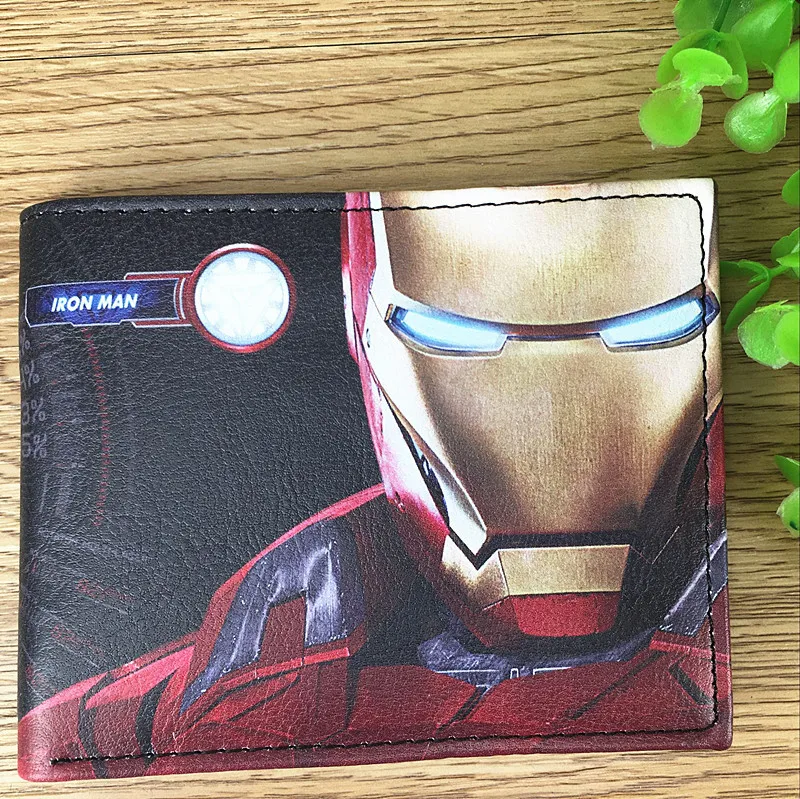 MINISO Disney League of Legends Superhero Short Double Wallet Full Color Pu Leather Wallet for Men and Women Mens Wallet