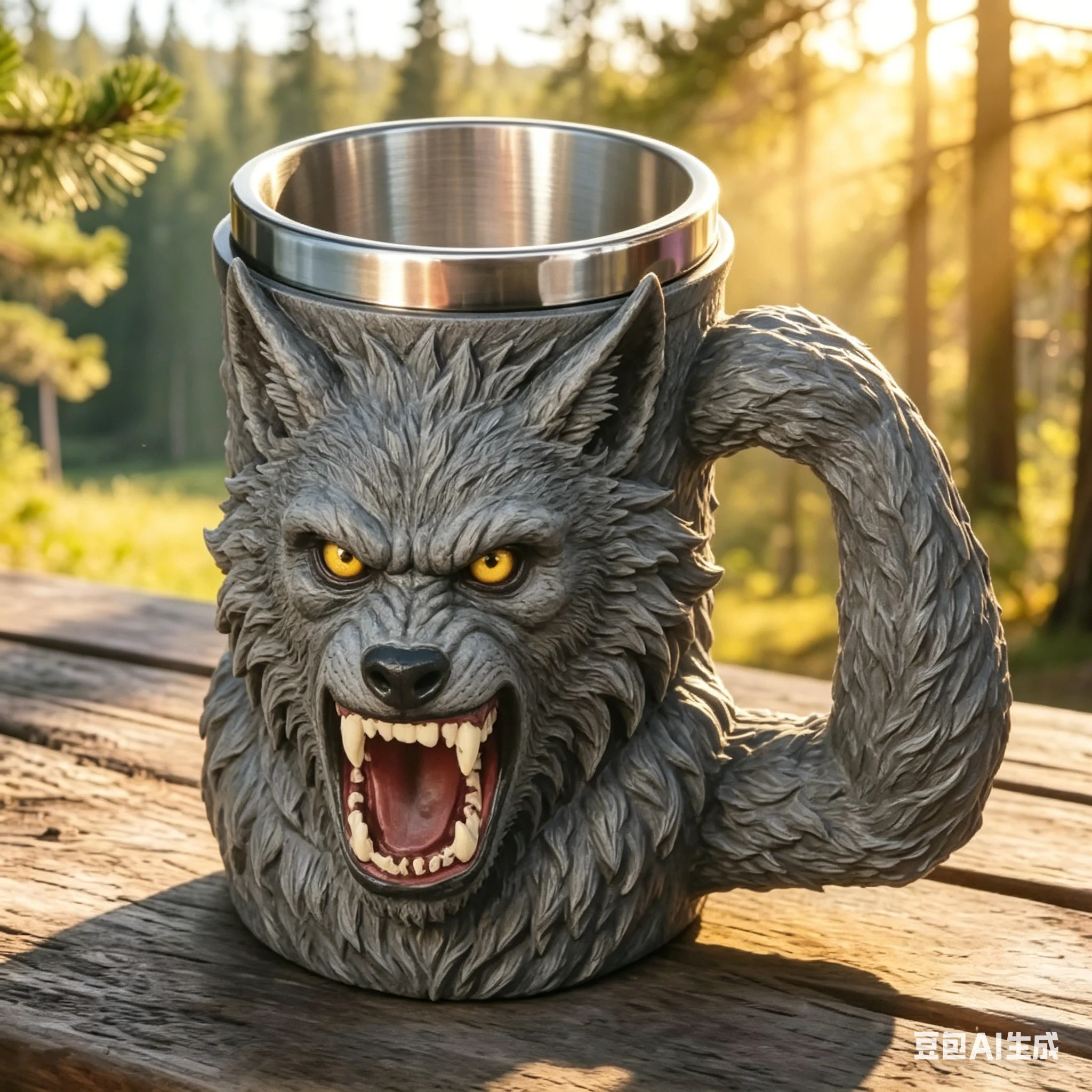 YANG Stainless Steel 3D Angry Gorilla Head Beer Mug King Kong Shaped Tankard Animal Themed Coffee Cup for Men Bar