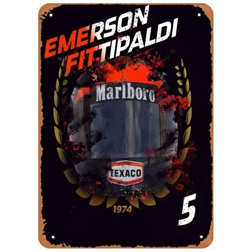 Placa de Metal RetroRace Fittipaldi, Arte de Parede Vintage de Motorsport
