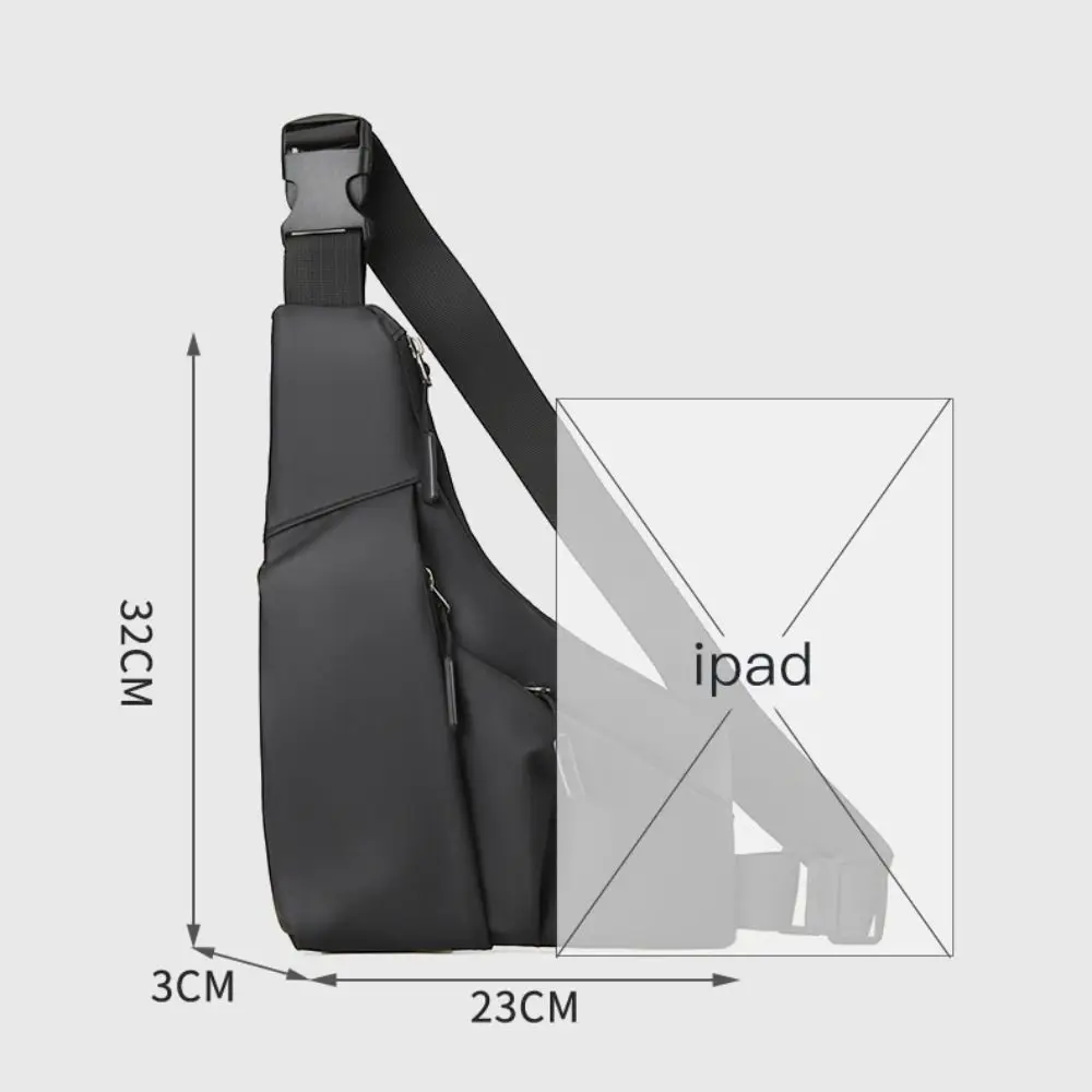 Waterproof Anti Theft Chest Bag Wear-resistant Large Capacity Close Fitting Chest Bag Leather Film Adjustable Shoulder Straps