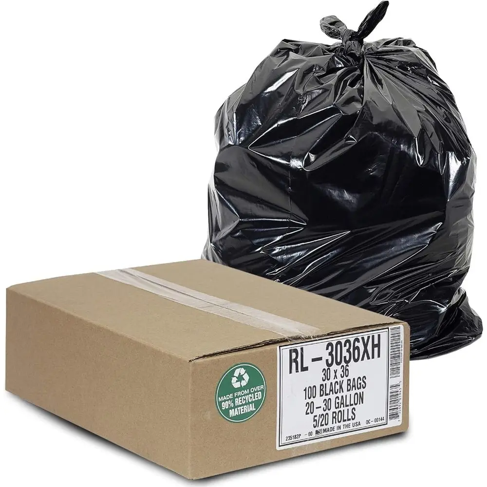 

20-30 Gallon Heavy-Duty Trash Can Liners, 100 Pack, 30 x 36, 1.5 MIL Black Bags for Various Uses