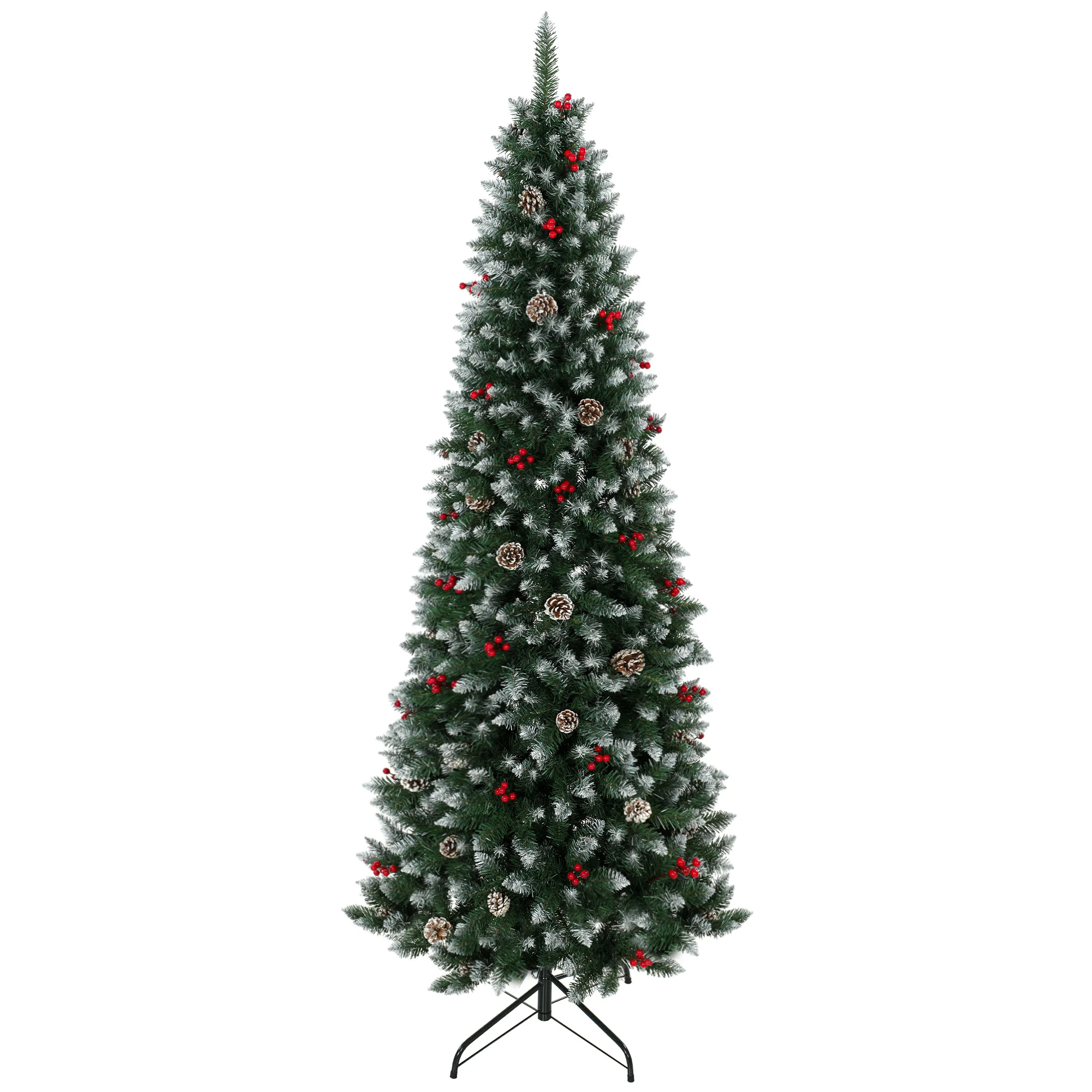 Homcom kerstboom met sneeuwdeksel, 210 cm hoog, met 818 takken en een groene metalen voet.
