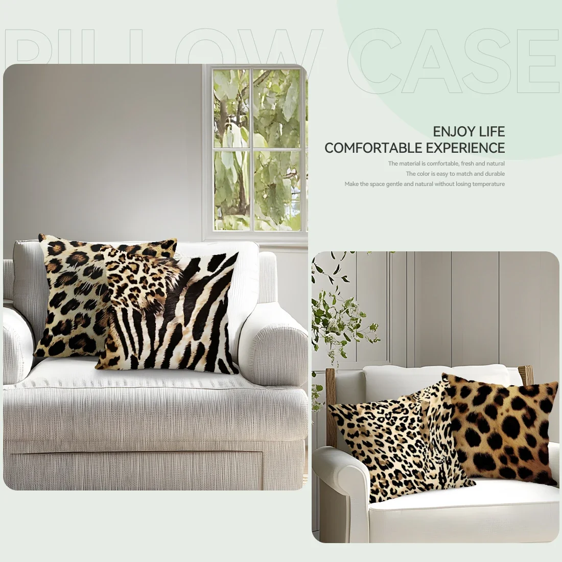Leopard Print Cushion Pillowcase Printed Polyester 45x45cm Throw Pillowcover Decorative Sofa Cushion Pillowslip Home Decor