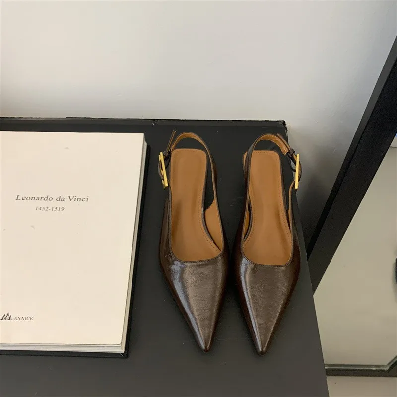 Designer Luxury Summer Pointed Toe Women Sandals Fashion Singbacks Mules Shoes Ladies Elegant Low Heel Stripper Party Sandalias