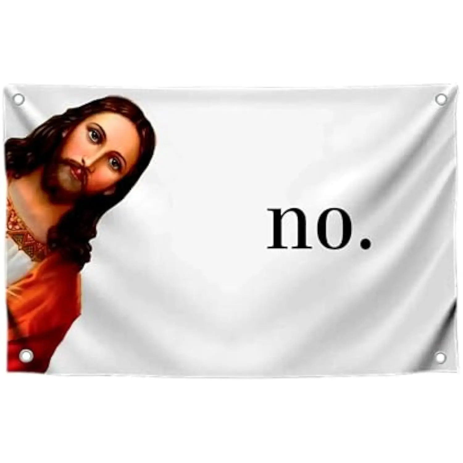 Jesus Peeking No Meme Polyester Wall Tapestry Funny Christian Religious Dorm Banner