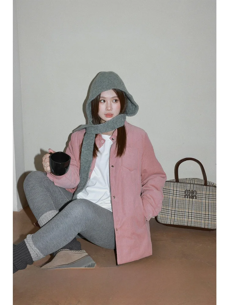 

plus Size Women's Casual irt Cotton Outerwear Loose Versatile Jaet for Plump Sister Commute Korean Sle Thiened Long S...