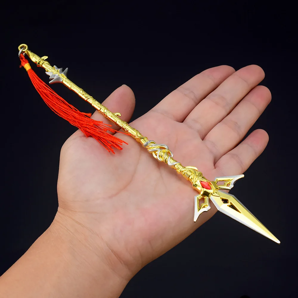 22cm Wild Thunder War Spear Shi Hao Perfect World Anime Peripheral All Metal Knife Sword Cosplay Prop Ornament Model Collections