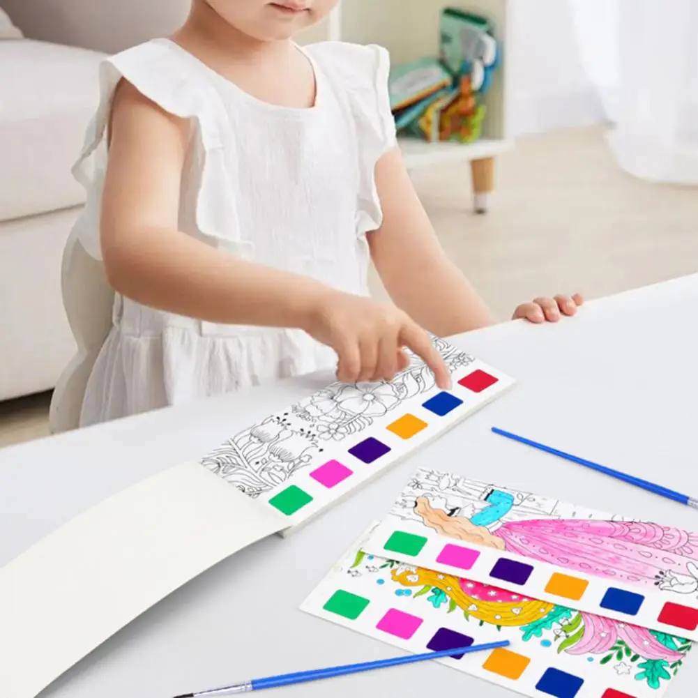 Mini Aquarela Paint Pad Set para Adultos e Crianças, Educacional Coloring Workbook, Drawing Book, Vibrant Color Painting Book