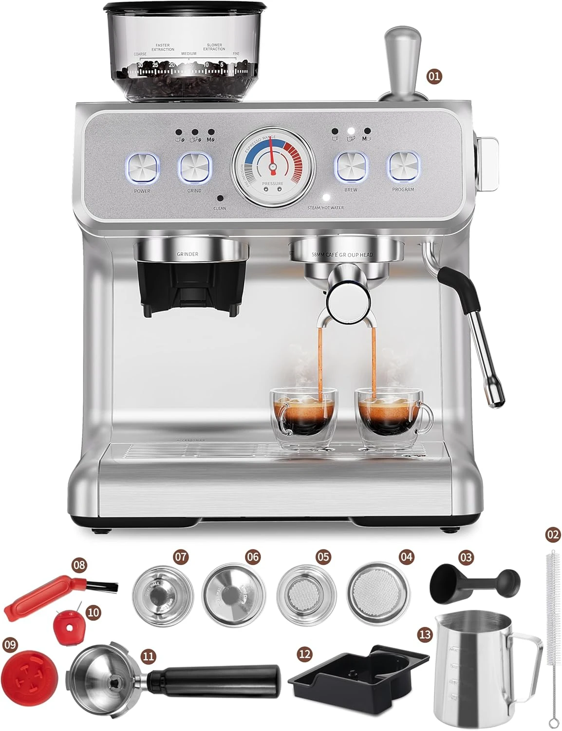 Espresso Machines with Grinder and Steam Wand All-in-one Espresso Machines for Home Use and Espresso Machines with Grinder