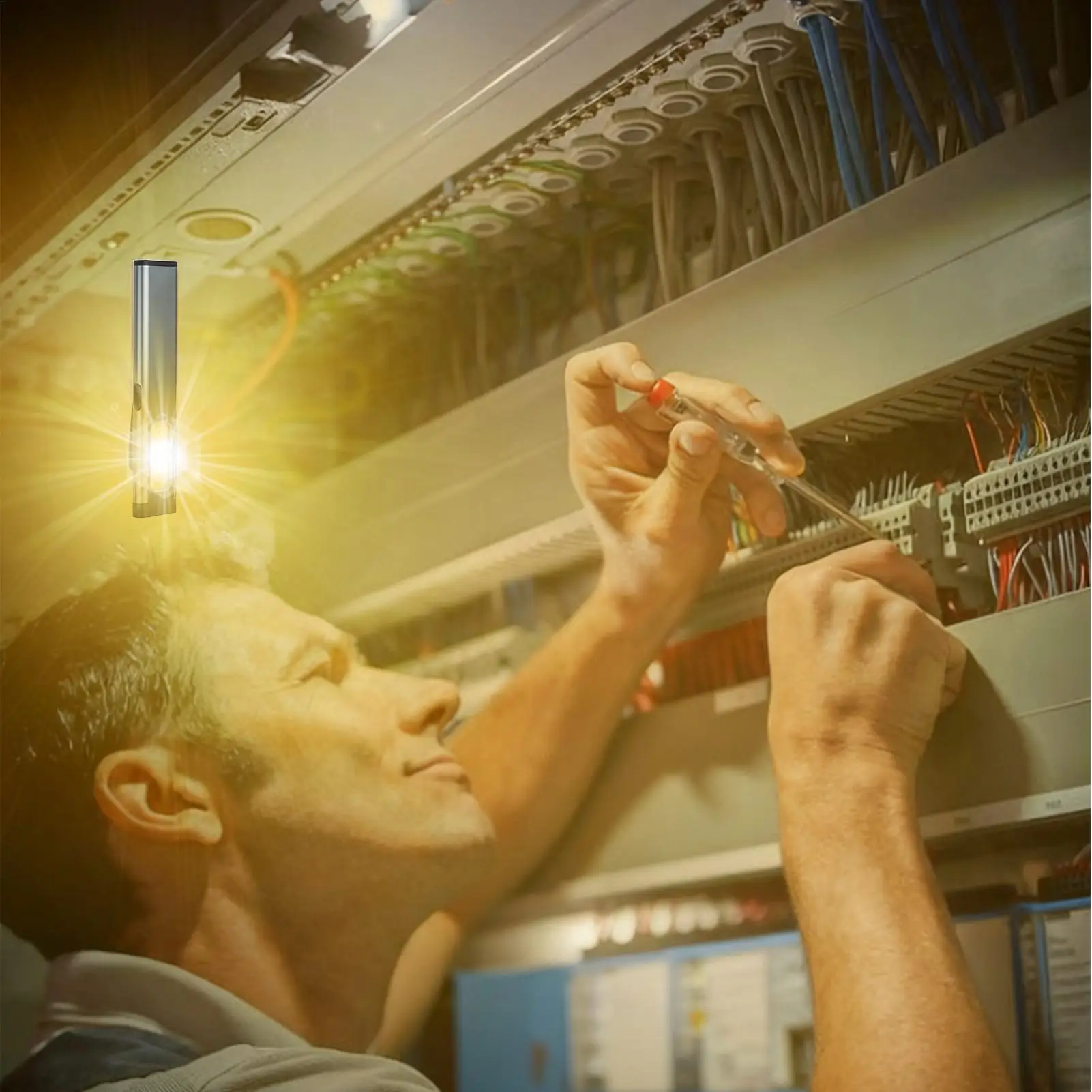 مصباح يدوي قابل لإعادة الشحن على مصابيح يدوية مقاومة للماء مع ذيل مغناطيسي للمشي لمسافات طويلة والسفر في الهواء الطلق والسيارة