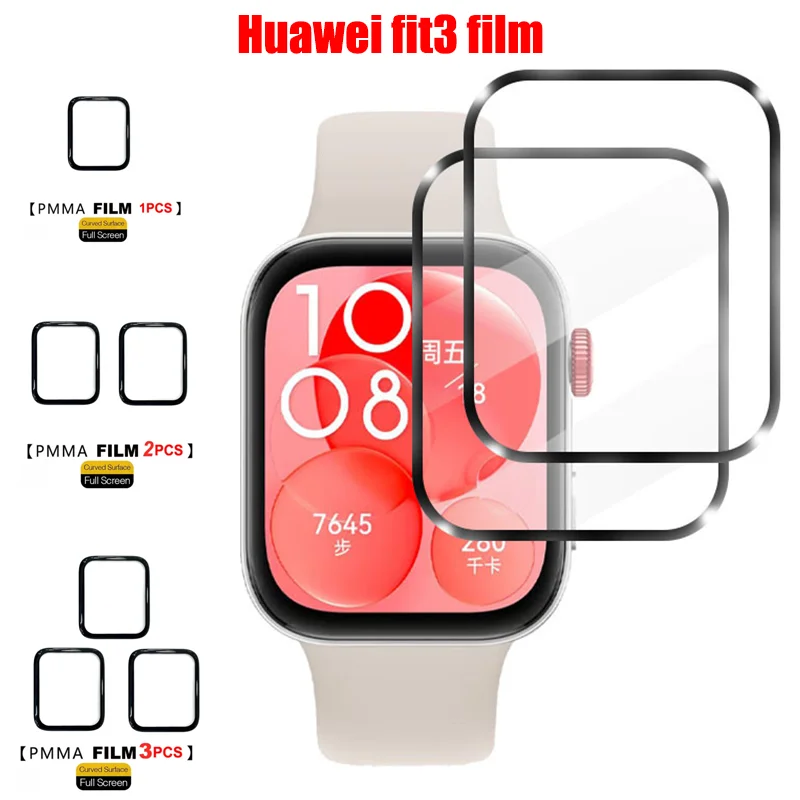 3D Screen Protector for Huawei Watch Fit 3 Curved Screen Protector for Huawei Watch Fit3 Ultra-HD Full Coverage Protective Film