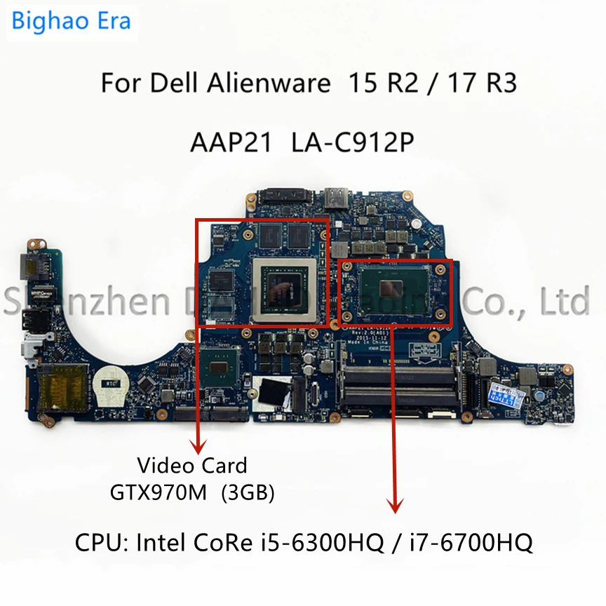 

AAP21 LA-C912P For Dell Alienware 15 R2 17 R3 Laptop Motherboard With i5 i7-6820HK CPU GTX965/970M GTX980M 4GB/8GB-GPU CN-0YRFN8