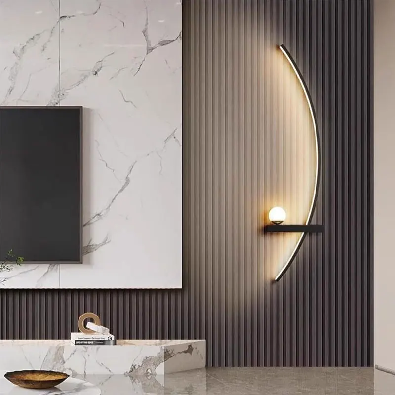 Led Modern Corridor Curved Design Lamp, Study Bedroom Creative Background Wall, Bedside Wall Lamp