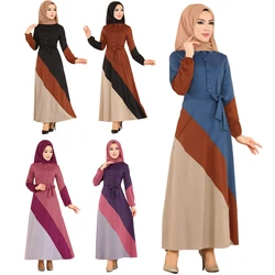 Müslüman kadınlar için renk maç rahat elbise kaftan Marocain Femme A-line mütevazı uzun kollu Abayas Dubai Tukey ramazan giyim