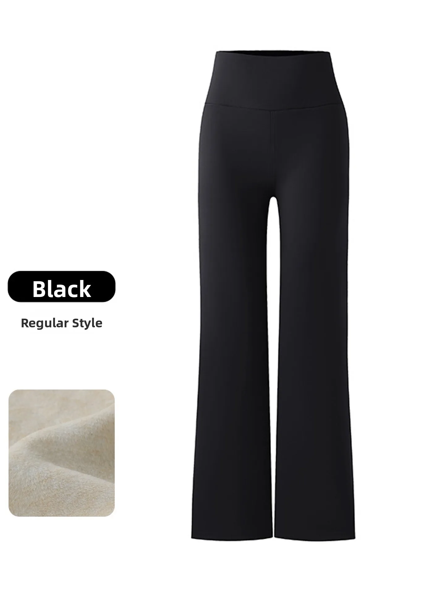 

High-Waisted Fce-Lined Thi Straight Leg arkskin Pants Women's Outerwear Casual Winter Yoga Pants Warm Wide Leg Trousers
