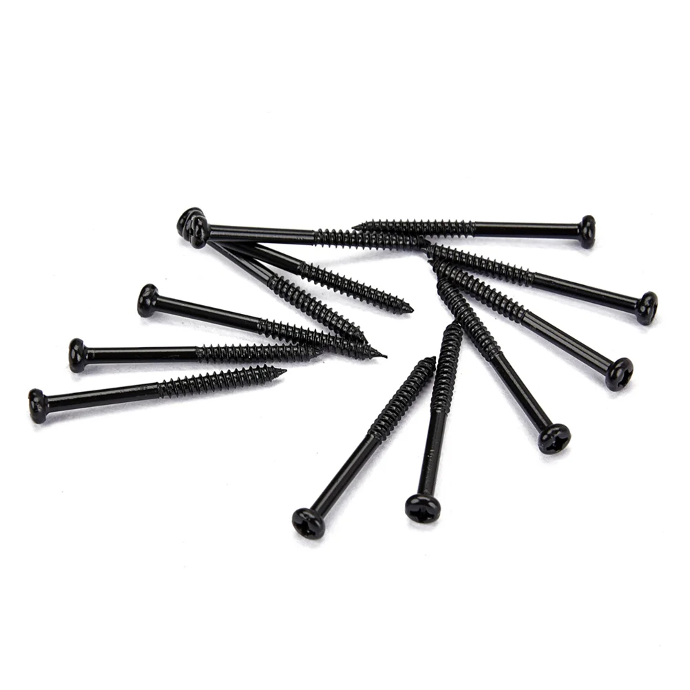 12 Pcs Bass Pickup Mounting Screws Instrument Accessory for PB JB P90 Pickups(Black)