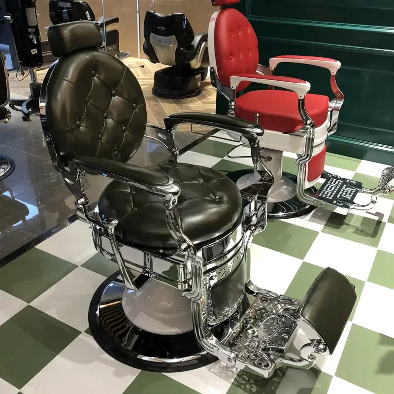 Hot Sale Green Retro Barber Chair High Quality Hydraulic Big Pump Comfortable and Tiltable for Barber Shop