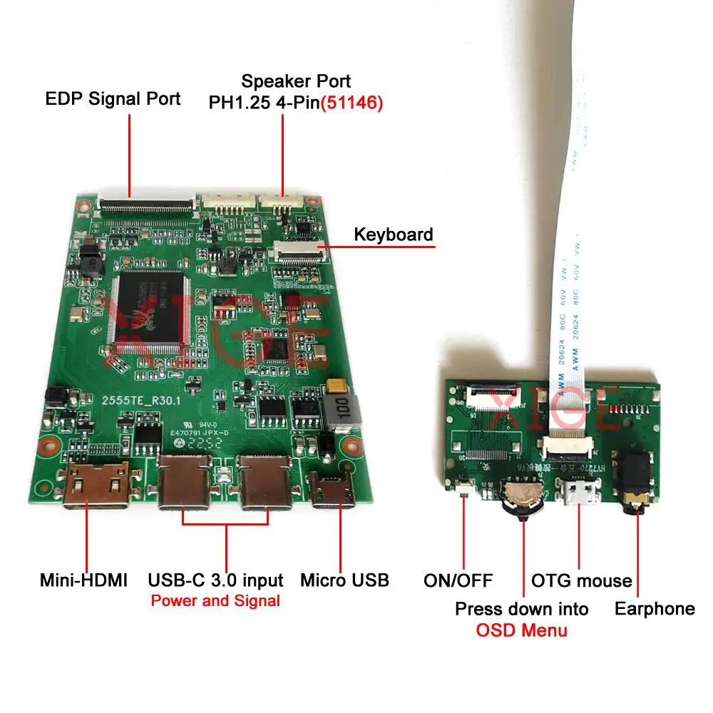 

LCD Driver Controller Board For B133HAN02.0/2.1 B133HAN02.5 Kit DIY 2 TYPEC 30 Pin EDP HDMI-Mini 1920x1080 13.3" Laptop Screen