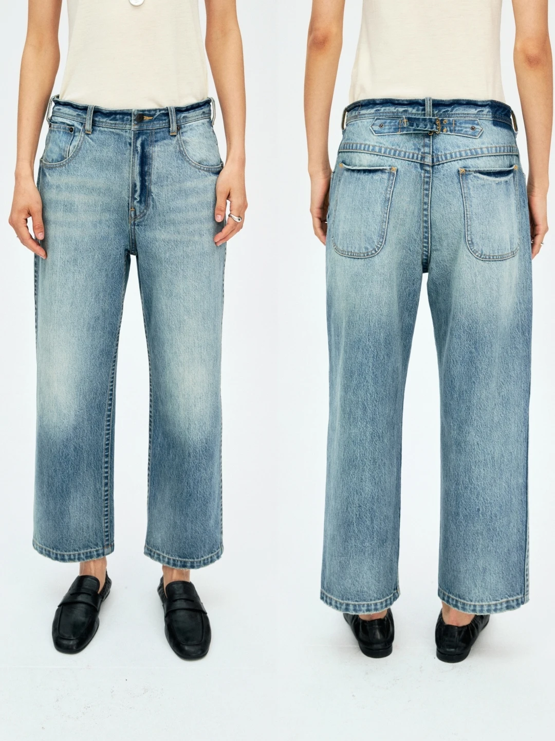 

Модные винтажные джинсы с высокой талией, прямые, цвета Парижский синий, длиной 7/8, повседневные женские джинсы, прямые джинсовые брюки