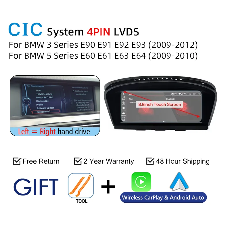 Nieuw Android 14 draadloos CarPlay scherm voor BMW E60 E61 E62 E63 E90 E91 E92 2005-2012 auto multimediaspeler GPS radio navigatie