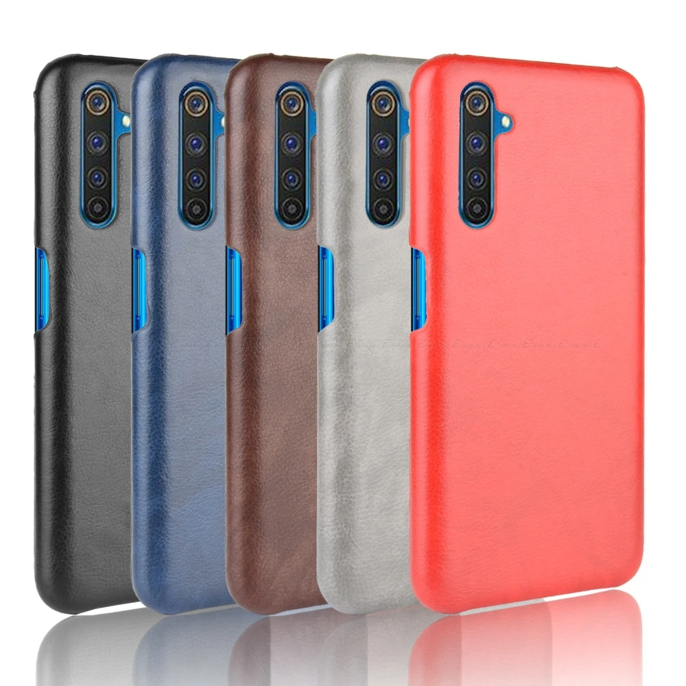Ultra Slim Litchi Leather Hard PC Back Cover For Realme V5 V3 5G 7 6i 6S 6 5s 5 3i 3 Pro Shockproof Phone Case