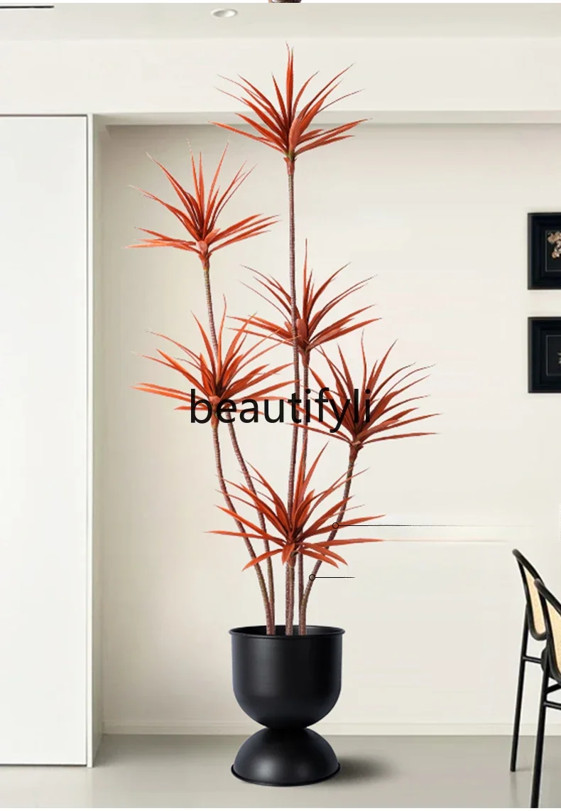 

Simulated green plants fake plants light luxury living room decorative tree dragon blood tree floor ornament simulated flower