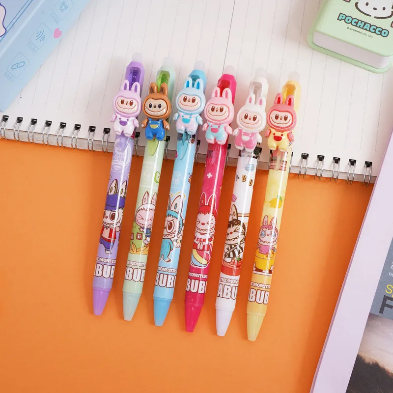 36pcs Labubu Erasable Gel Pens Student Writing Neutral Pen Office Signature Pen Ball Pen School Supplies Wholesale Stationery