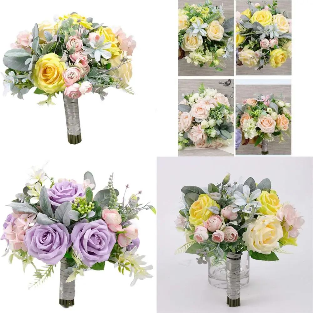 

Желто-розовая роза Пион Микс Свадебный букет для свадебных церемоний