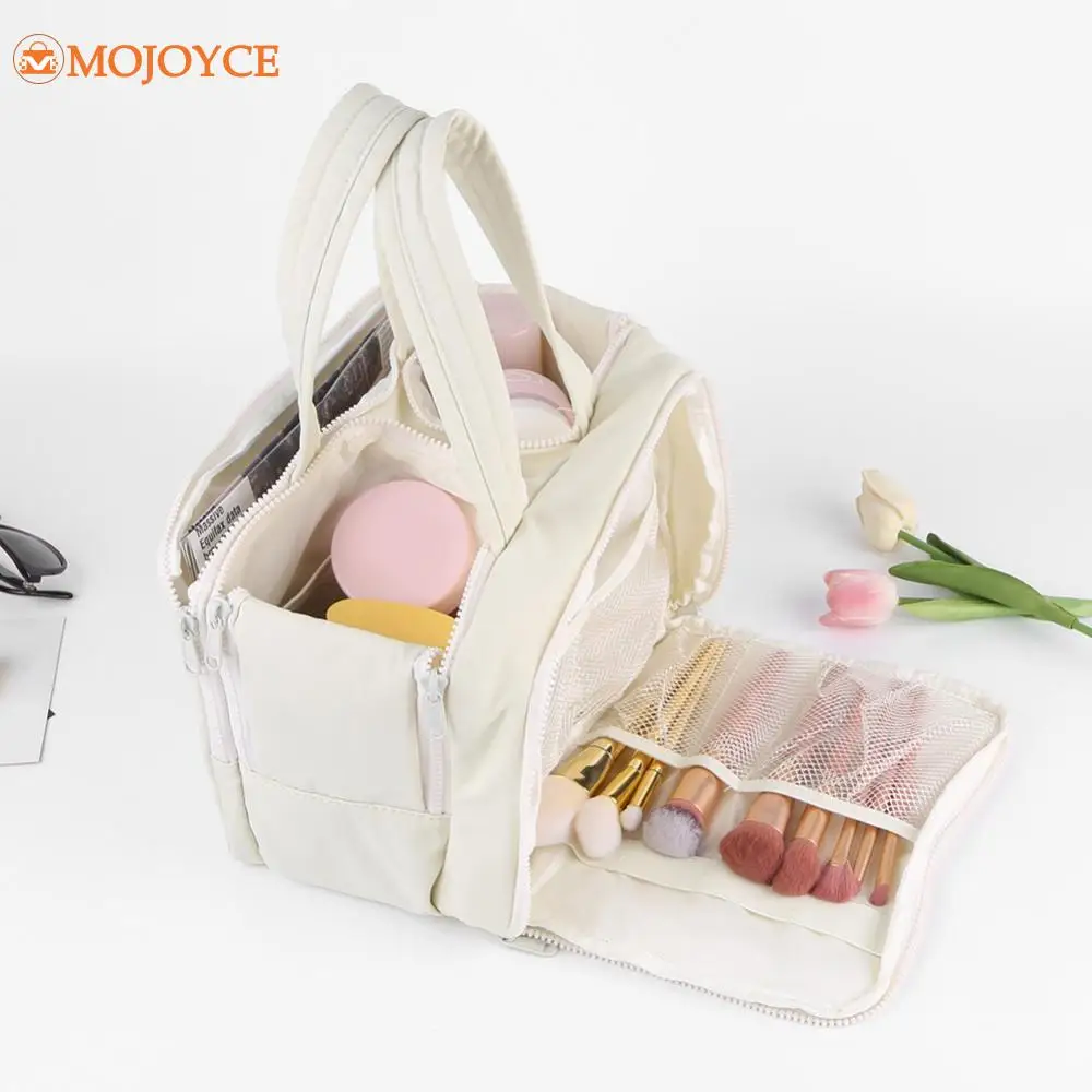 Makeup Bag Women Puffy Travel Storage Handbag Large Capacity Simple Toiletry Bag Lightweight Wide Opening Cosmetic Bag Organizer