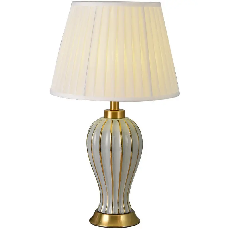 

2021 new gold-painted ceramic table lamp bedside lamp modern simple living room lamp bedroom decorative table l