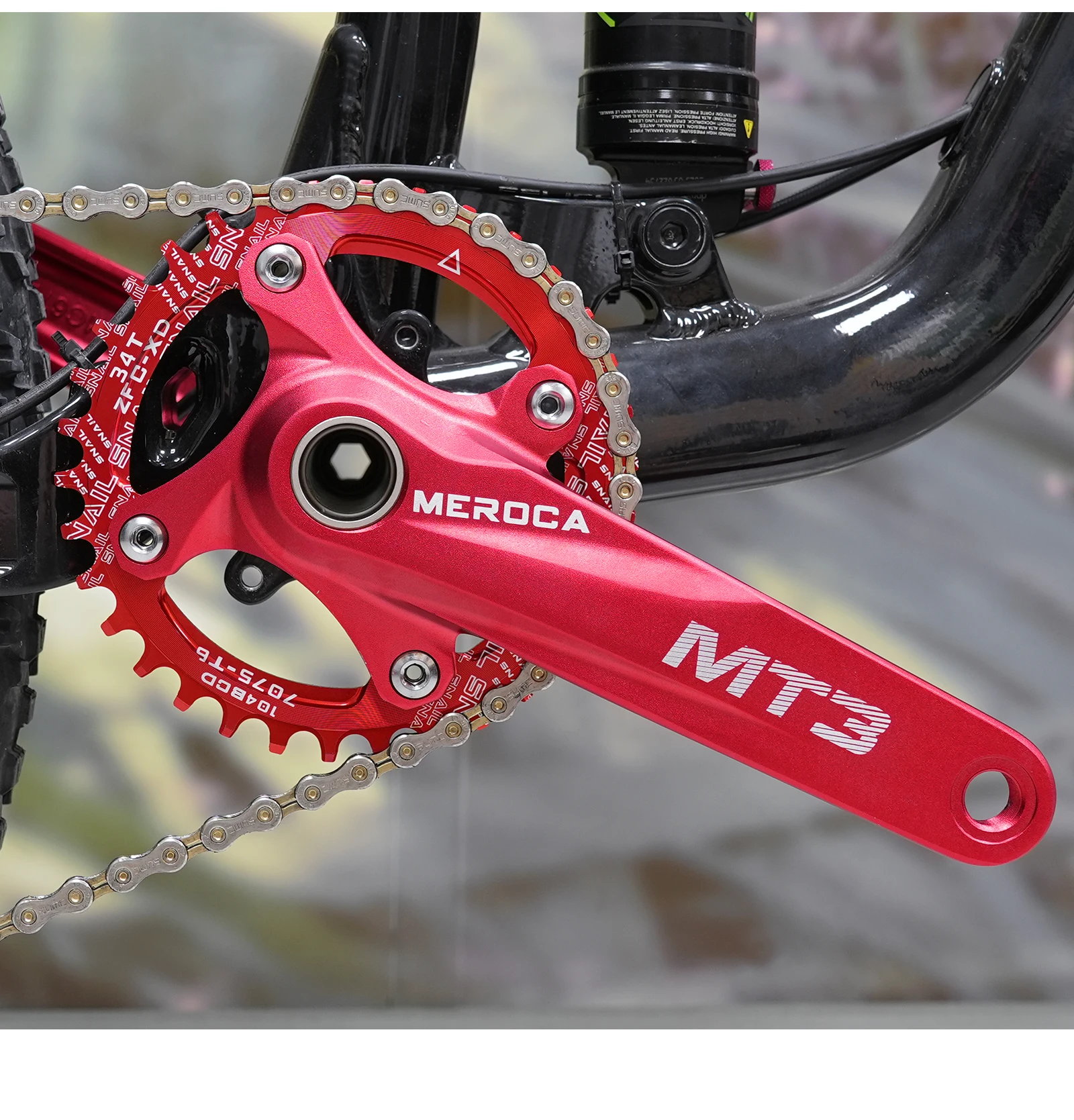 MEROC MT3 Mountainbike-Kurbelgarnitur 170mm Hohl-Integriertes Aluminiumlegierungs-Kettenblatt 104BCD 32/34/36/38/40/42T für 8-12-Gang MTB – Detail 10