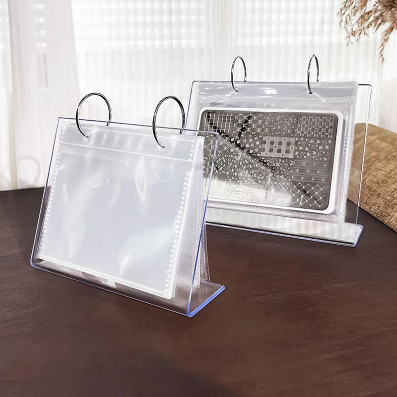 Portapiatti per timbri per nail art Espositore per sacchetti portaoggetti per carte di adesivi per libri in lamiera d'acciaio stampata per nail art