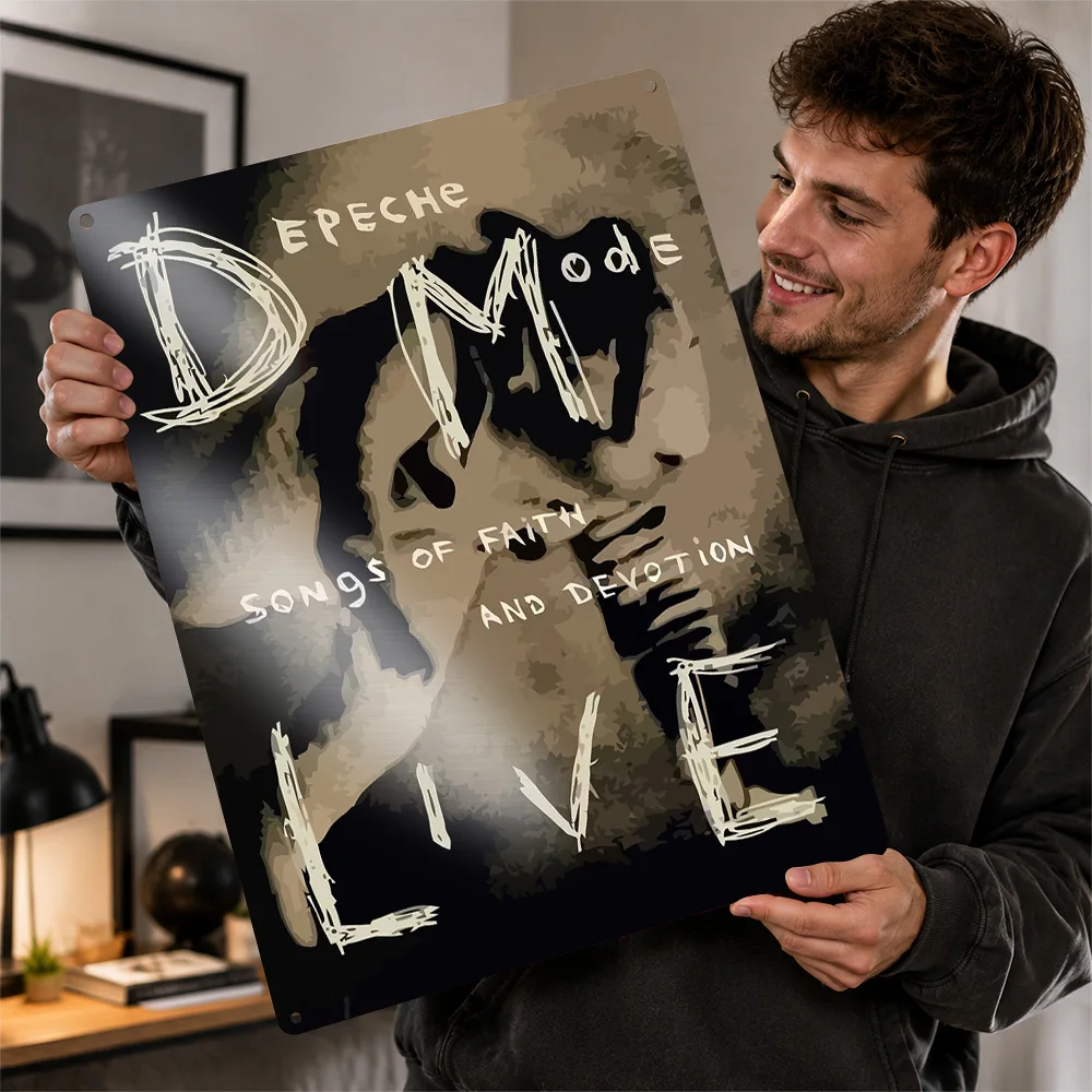 Depeche Mode Live Album Design Textured Metal Poster Grunge Wall Art For Music Studio Personalized Aluminum Sign Band Fan Gift