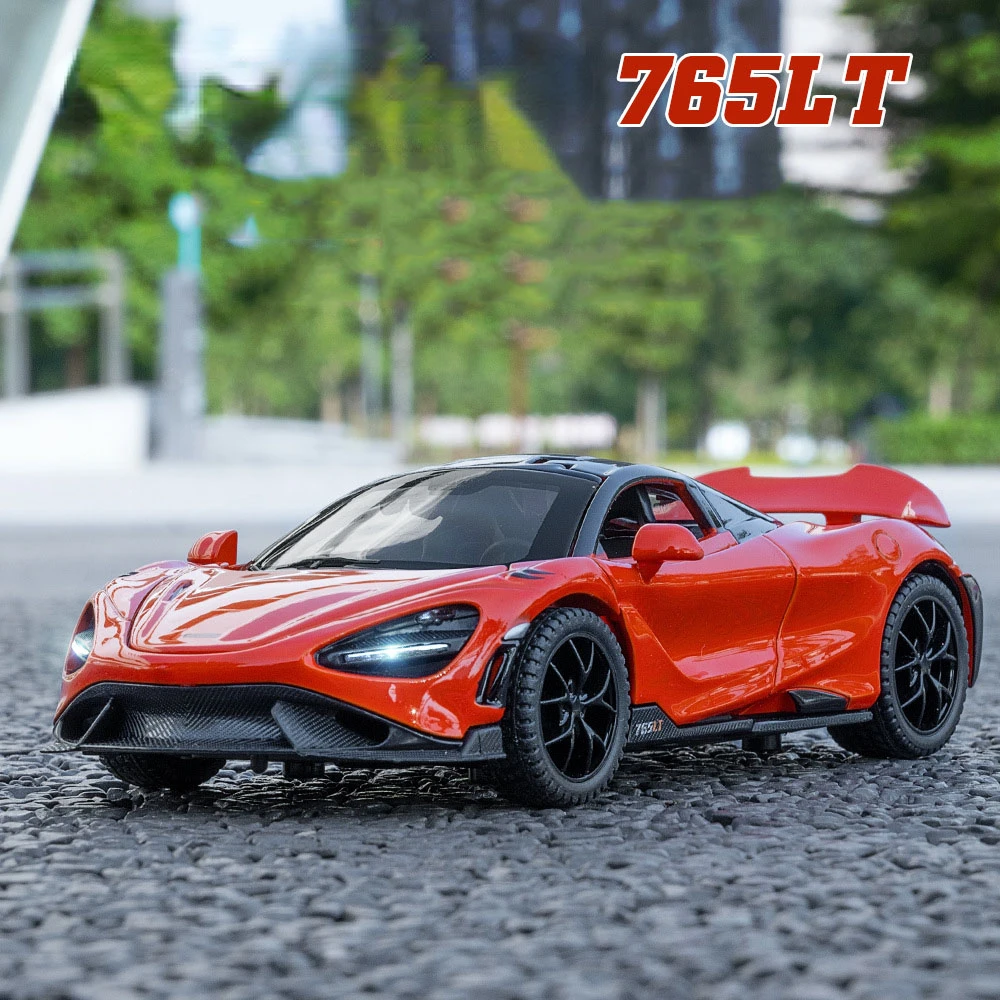 1:32 Scale 765LT Toys Cars Miniature Models Alloy Diecast 4 Doors Opened Supercar Wheel Pull Back Vehicles Children's Day Gifts