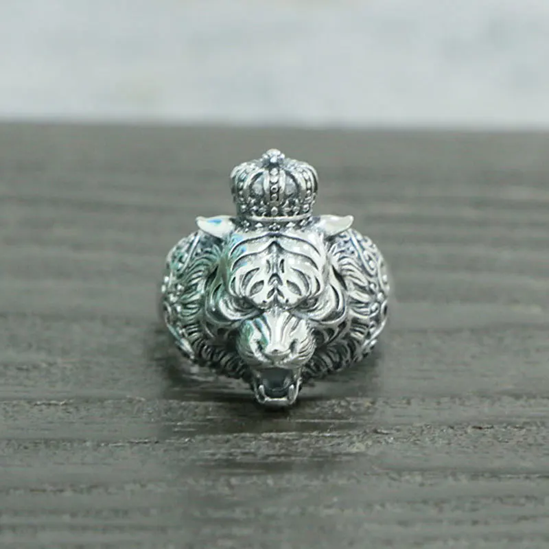 

Wholesale s925 sterling silver fashion trend men's domineering opening tiger king tiger king of beasts index finger ring