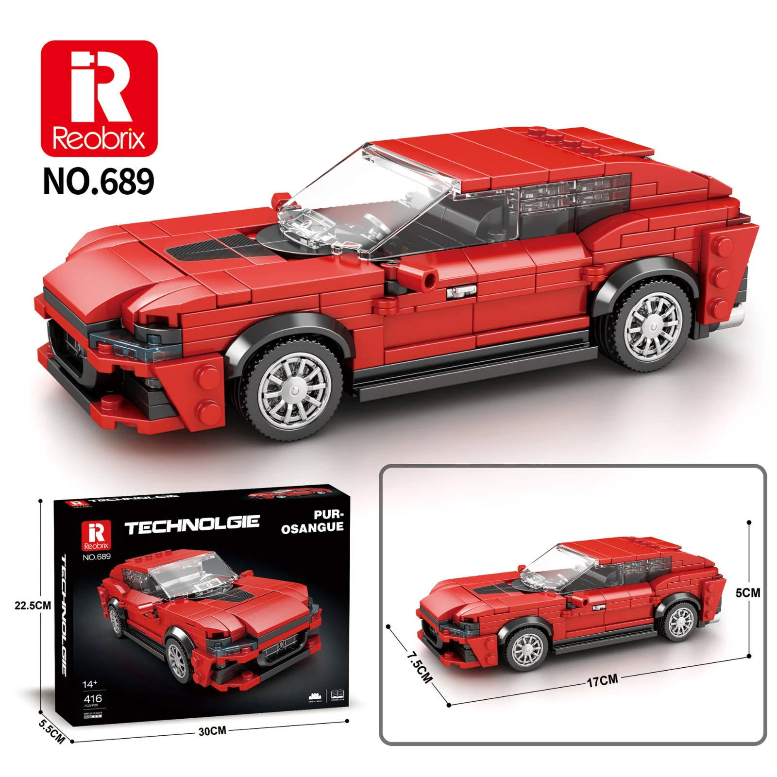 

689 Pcs 8-Slot Supercar Model Building Blocks Mini Bricks DIY Racing Car Toy for Kids and Adults