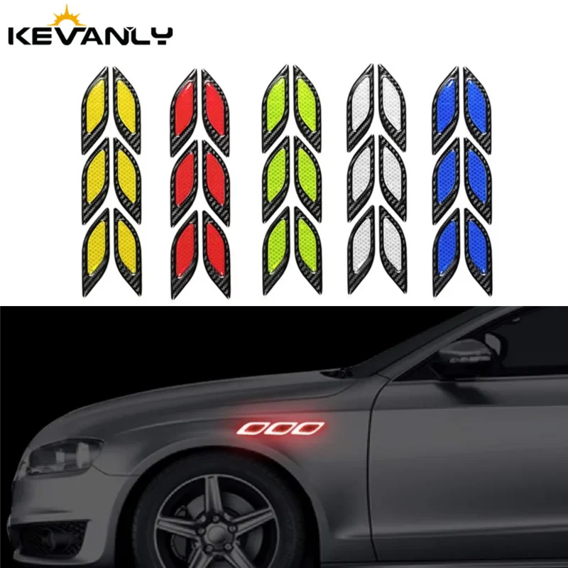 

6pcs/Set Night Safety Warning Strips Stickers Car Motorcycle Reflective Stickers Carbon Fiber Styling Decoration Accessories