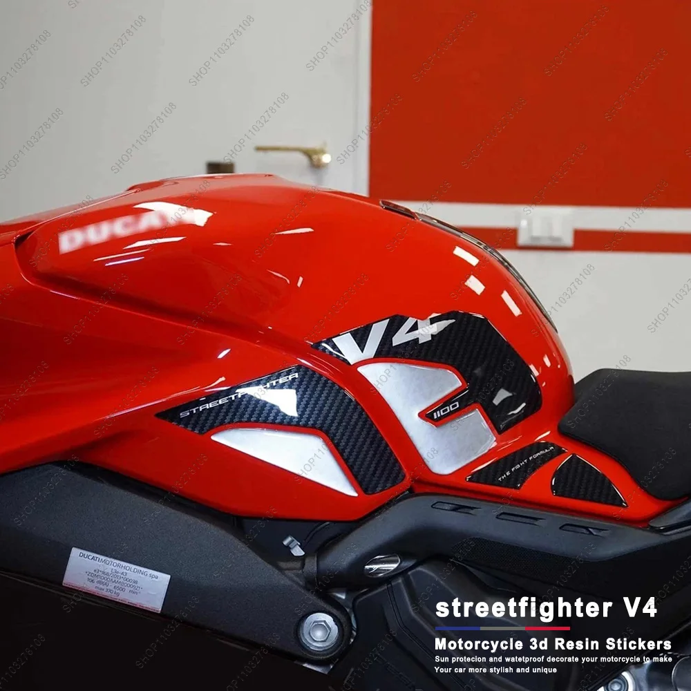 

3D Gel Resin Decals Motorcycle side Tank Pad Protective Stickers Kit for Ducati streetfighter V4 2020-2022 2021