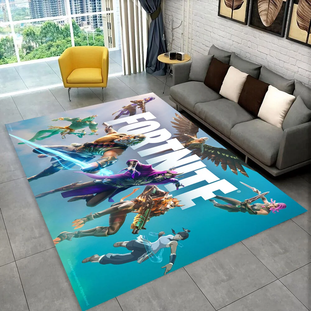 F-Fortnites Tapis de jeu de dessin animé pour salle de jeux, chambre à coucher, salon, canapé, décor de paillasson de maison, tapis de sol antidérapant, cadeau