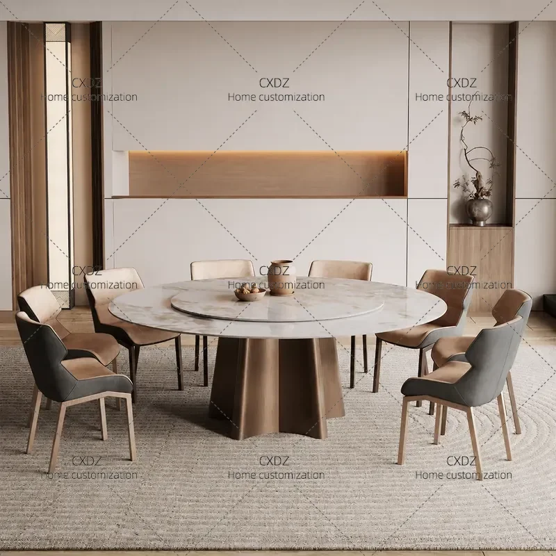Modern Rectangular Sintered Stone Dining Table and Chair Set High End Butterfly Base Microcrystalline Rock Slab Kitchen