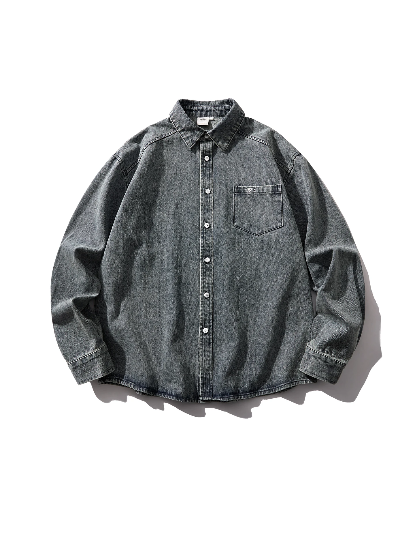 

Ретро-американская джинсовая рубашка свободного кроя с воротником, весенняя новинка, рабочая одежда для пар, куртка-рубашка из смесового полиэстера и хлопка