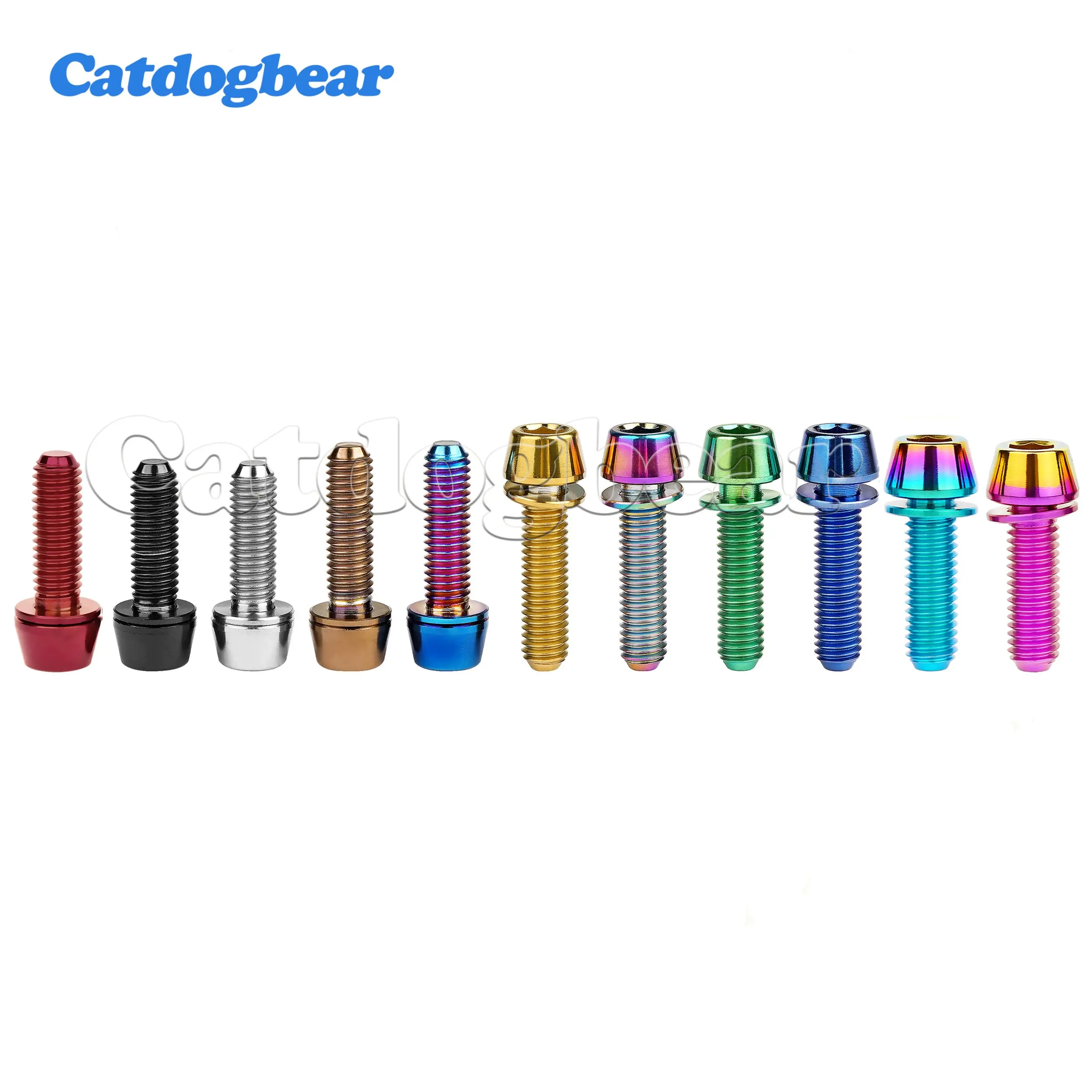 Catdogbear  Titanium Bolts M5x16/18/20mm Cone Head with Gasket Washer Bicycle Stem Screws