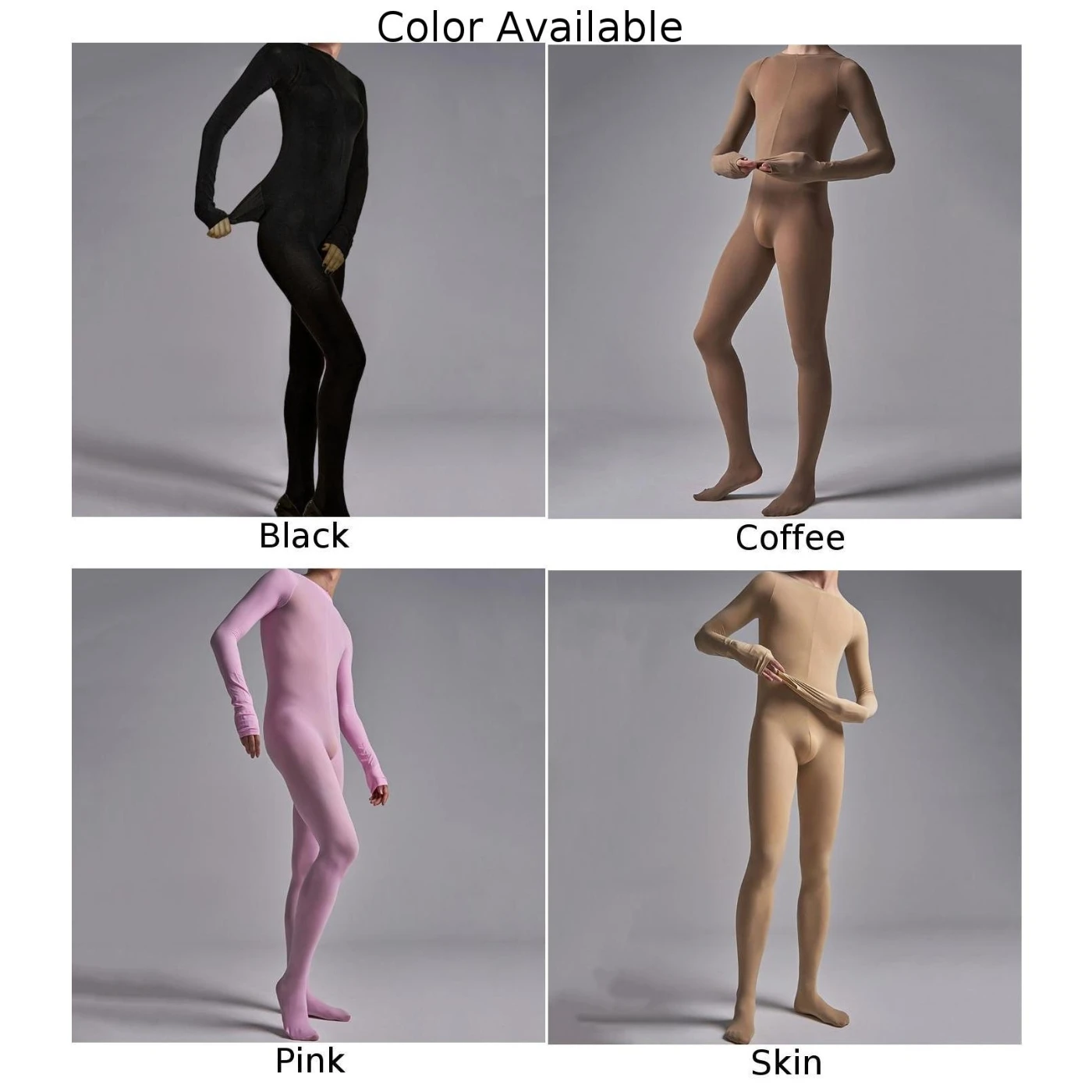 Mens Elastic Slim Sleeping Romper Long-Sleeve Bodysuit Leotard Solid Color Jumpsuit Underwear Full Body Stockings Underpants